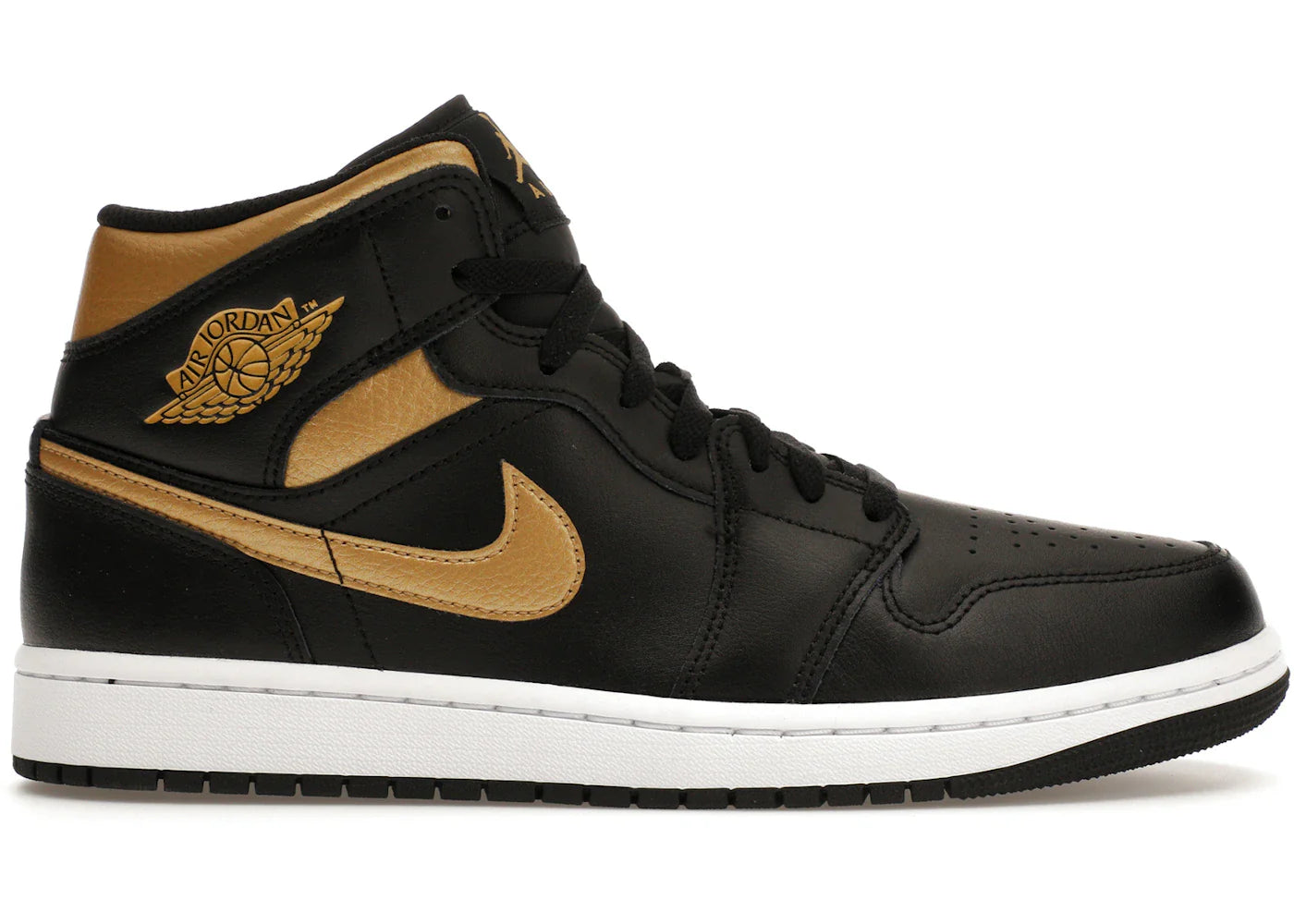 Jordan 1 Mid Schwarz Metallic Gold