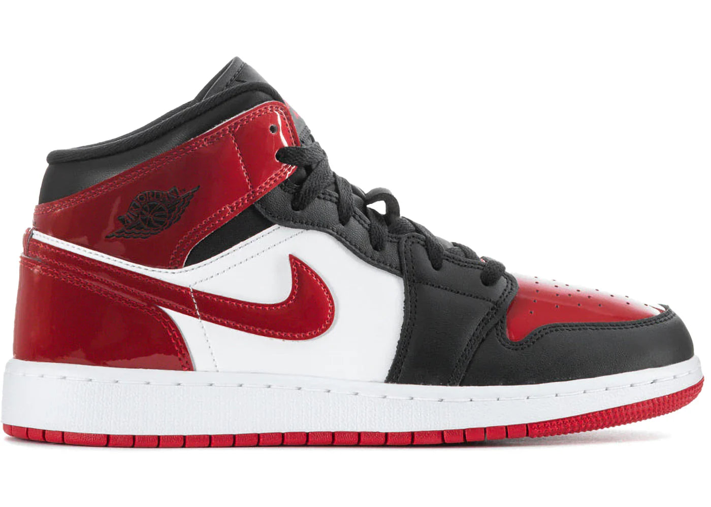 Jordan 1 Mid Patent Bred Toe (GS)
