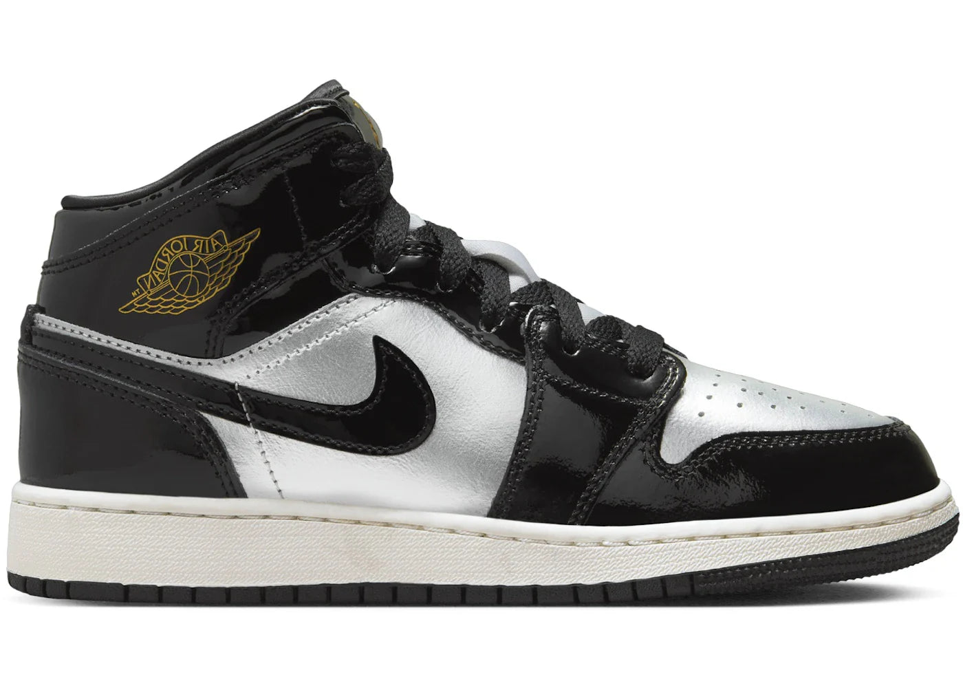 Jordan 1 Mid SE Schwarz Metallic Silber Segel Metallic Gold (GS)
