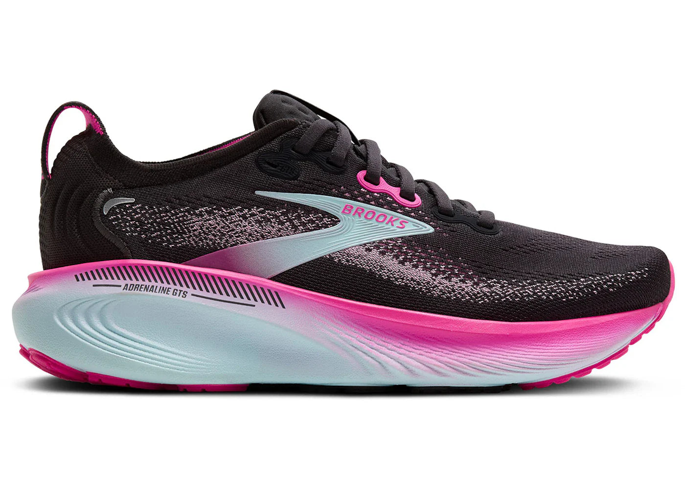 Brooks Adrenaline GTS 25 Black Cyber Pink Iced Aqua (Damen)