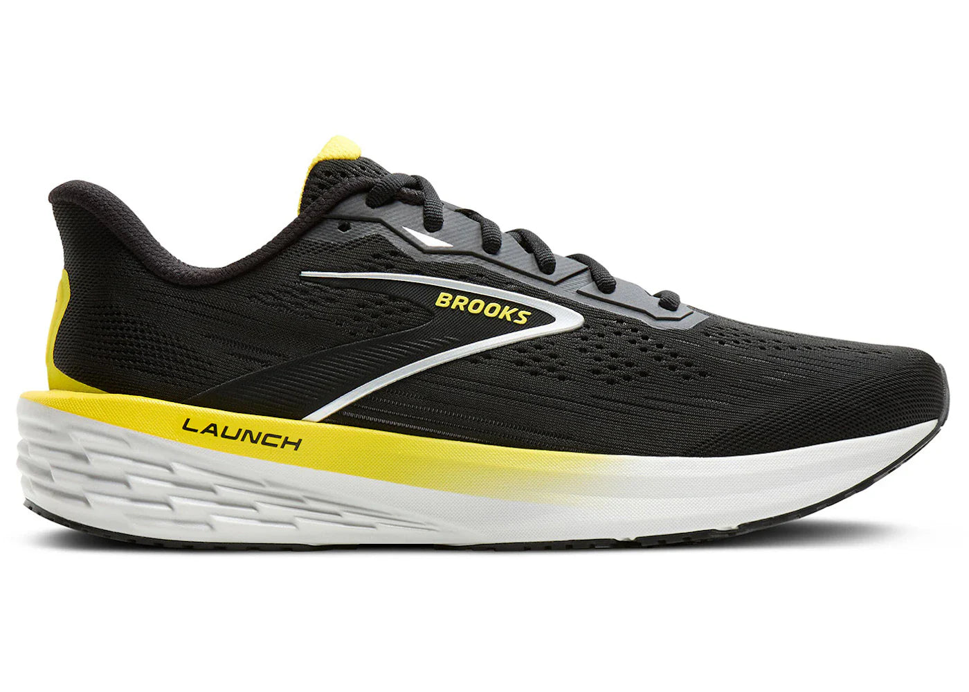 Brooks Launch 12 Schwarz Cyber Yellow Oyster