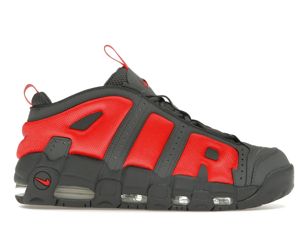 Nike Air More Uptempo Low Dunkelgrau Hellkarmesinrot