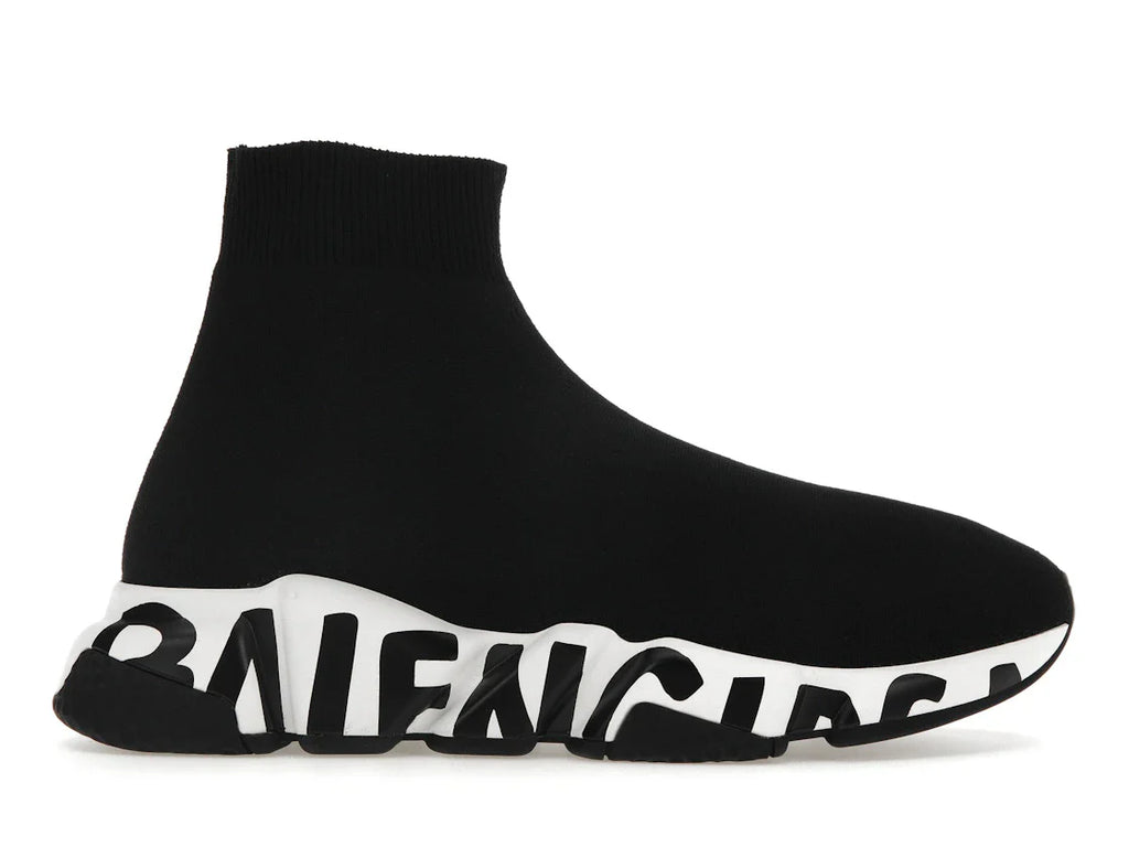 Balenciaga Speed Graffiti Sneaker Weiß Schwarzes Logo (Damen)