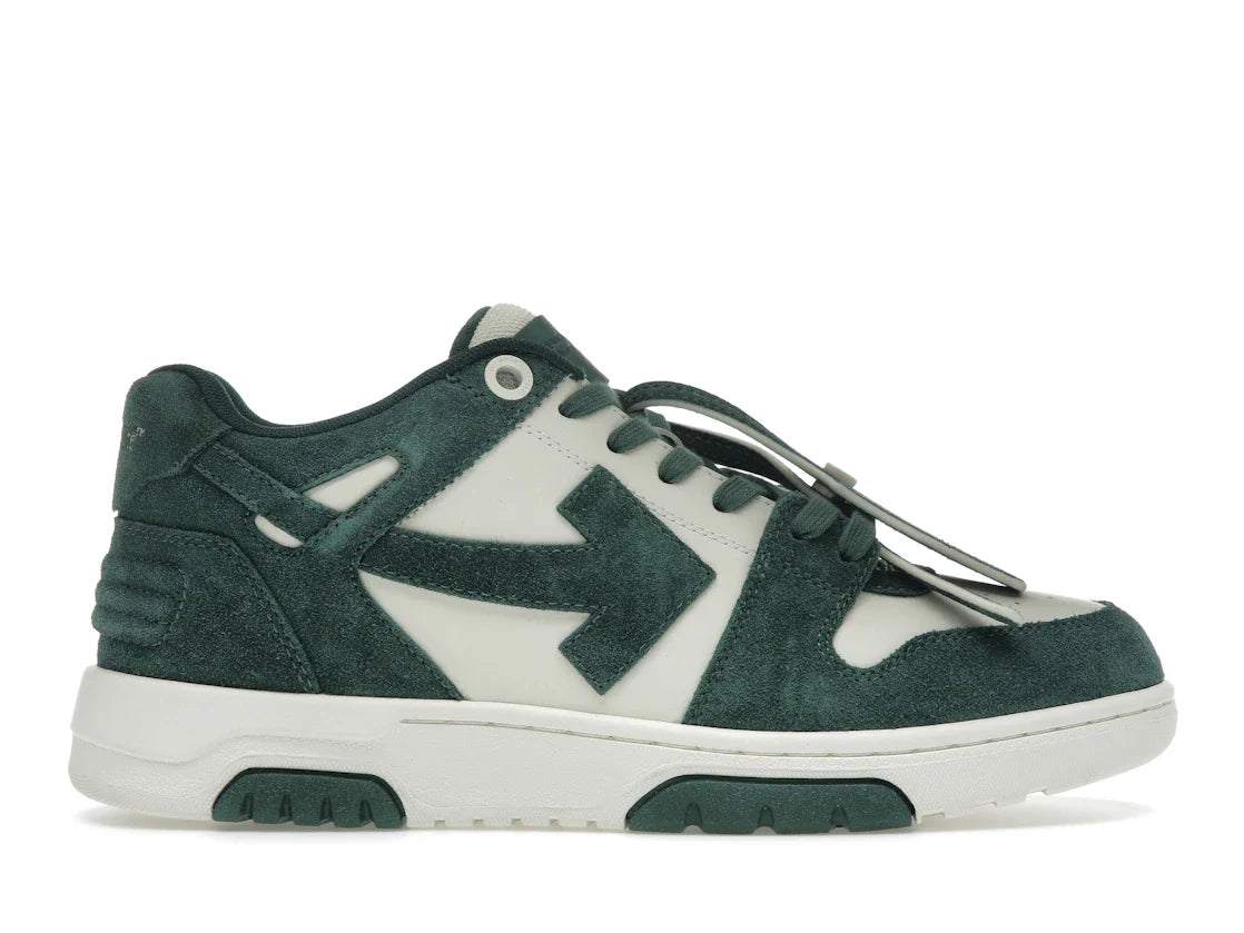 OFF-WHITE Out Of Office "OOO" Low Tops Jet Green Ecru Wildleder