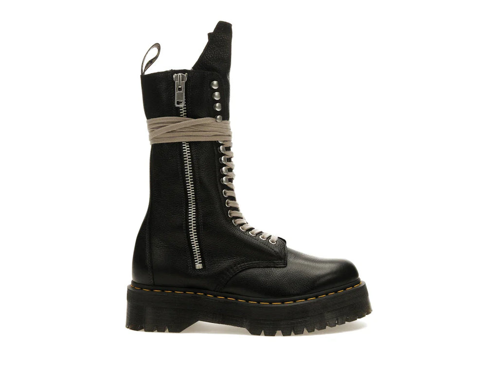 Dr. Martens 1918 Quad Ledersohle, wadenlanger Stiefel, Rick Owens, Schwarz