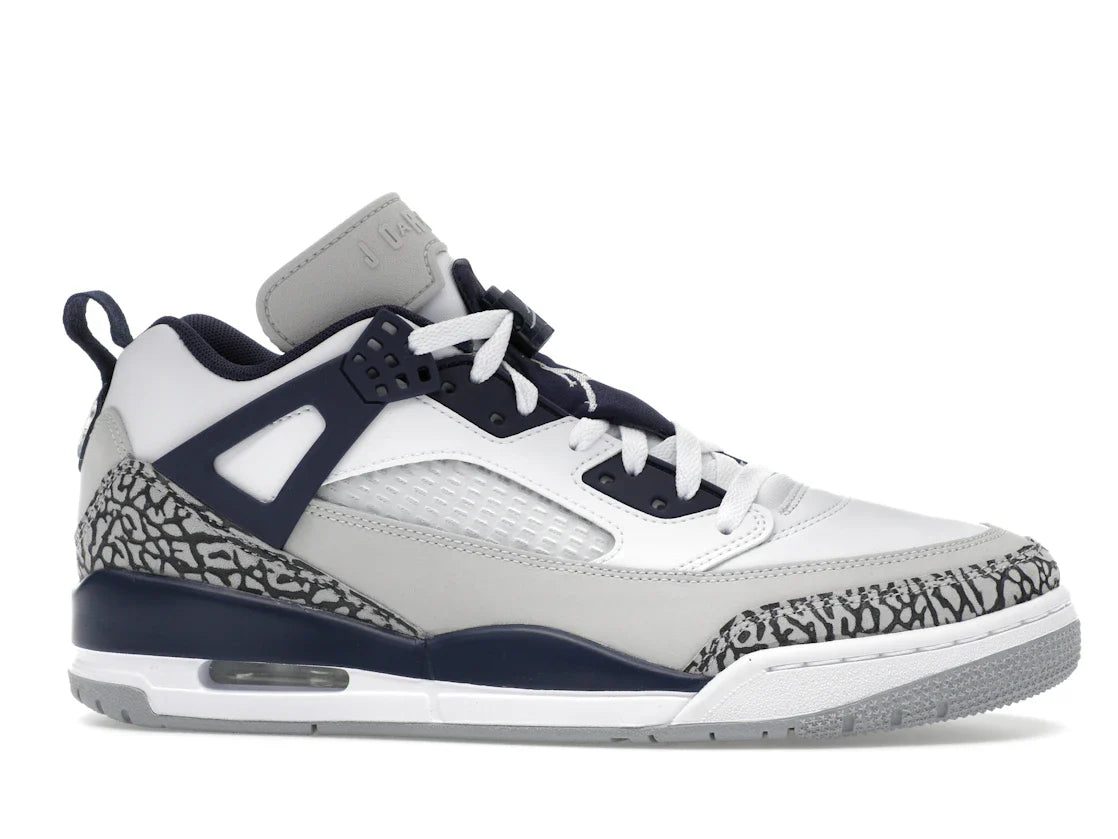 Jordan Spizike Low Weiß Neutralgrau Anthrazit Mitternachtsblau