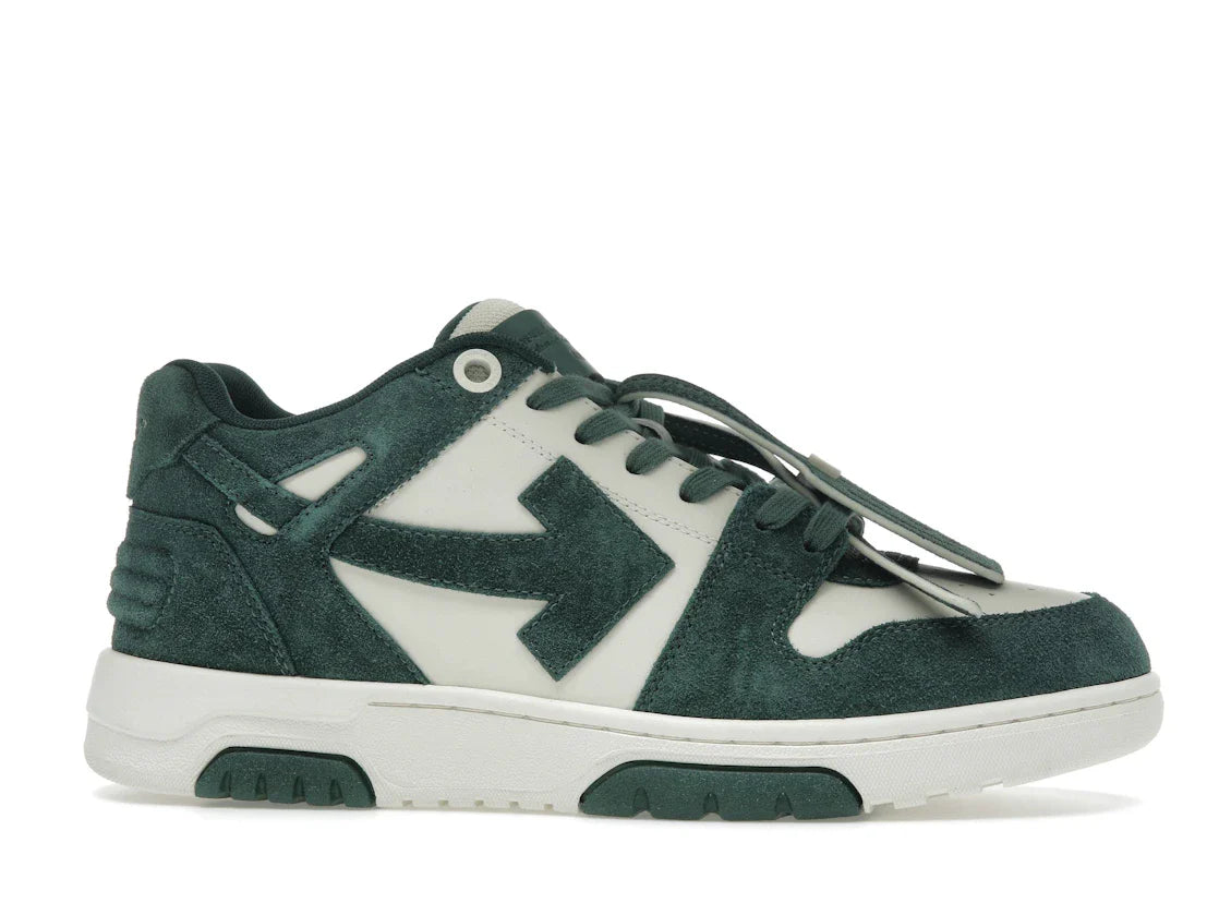 OFF-WHITE Out Of Office "OOO" Low Tops Jet Green Ecru Wildleder