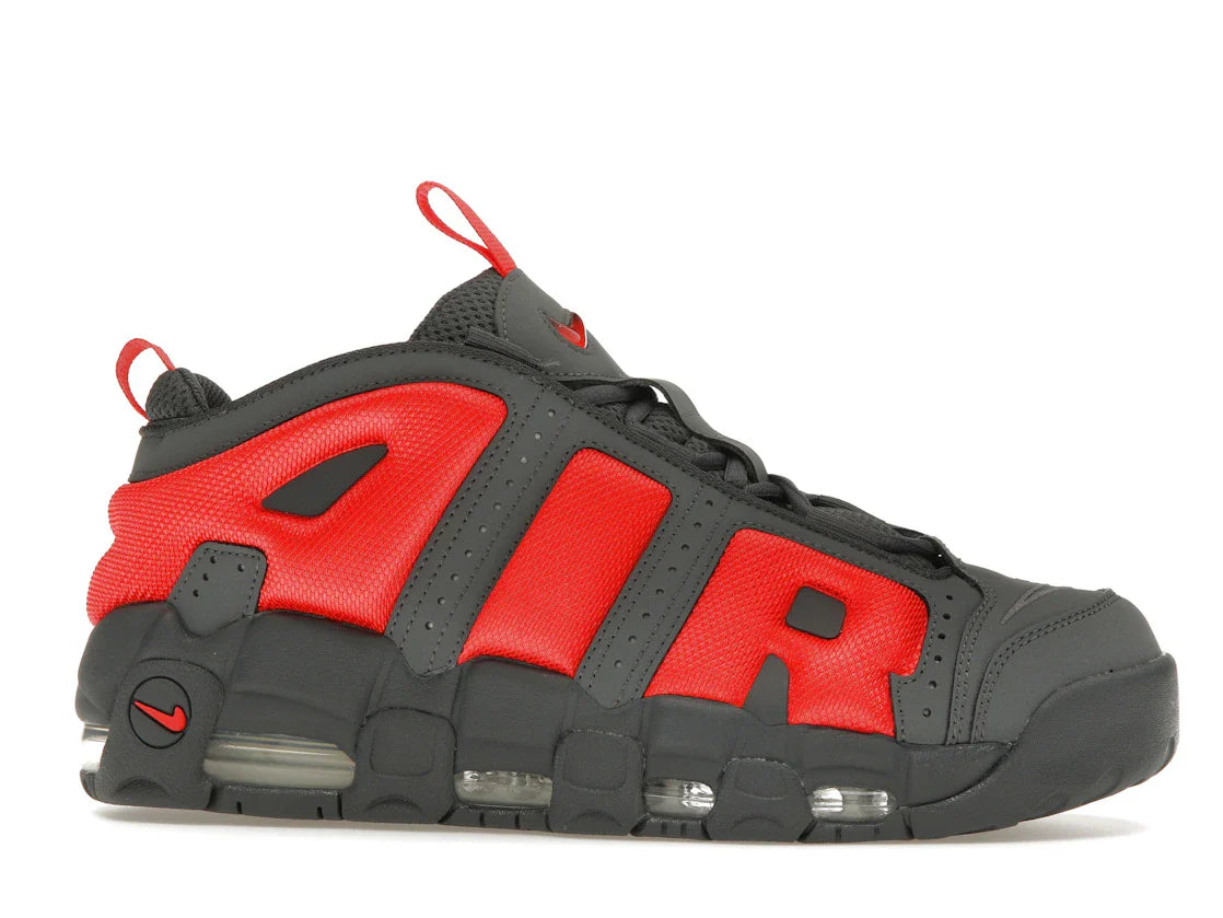 Nike Air More Uptempo Low Dunkelgrau Hellkarmesinrot