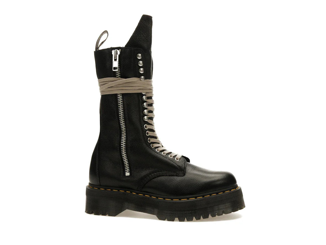 Dr. Martens 1918 Quad Ledersohle, wadenlanger Stiefel, Rick Owens, Schwarz
