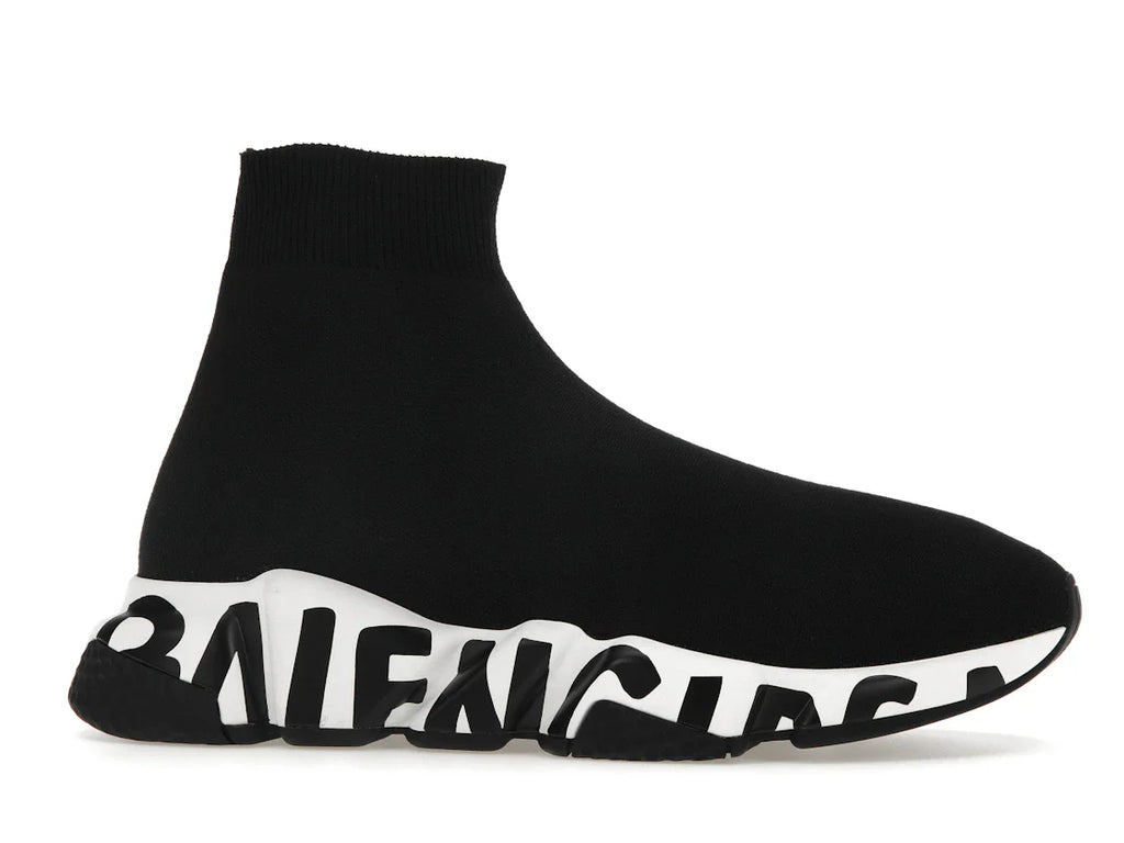 Balenciaga Speed Graffiti Sneaker Weiß Schwarzes Logo (Damen)