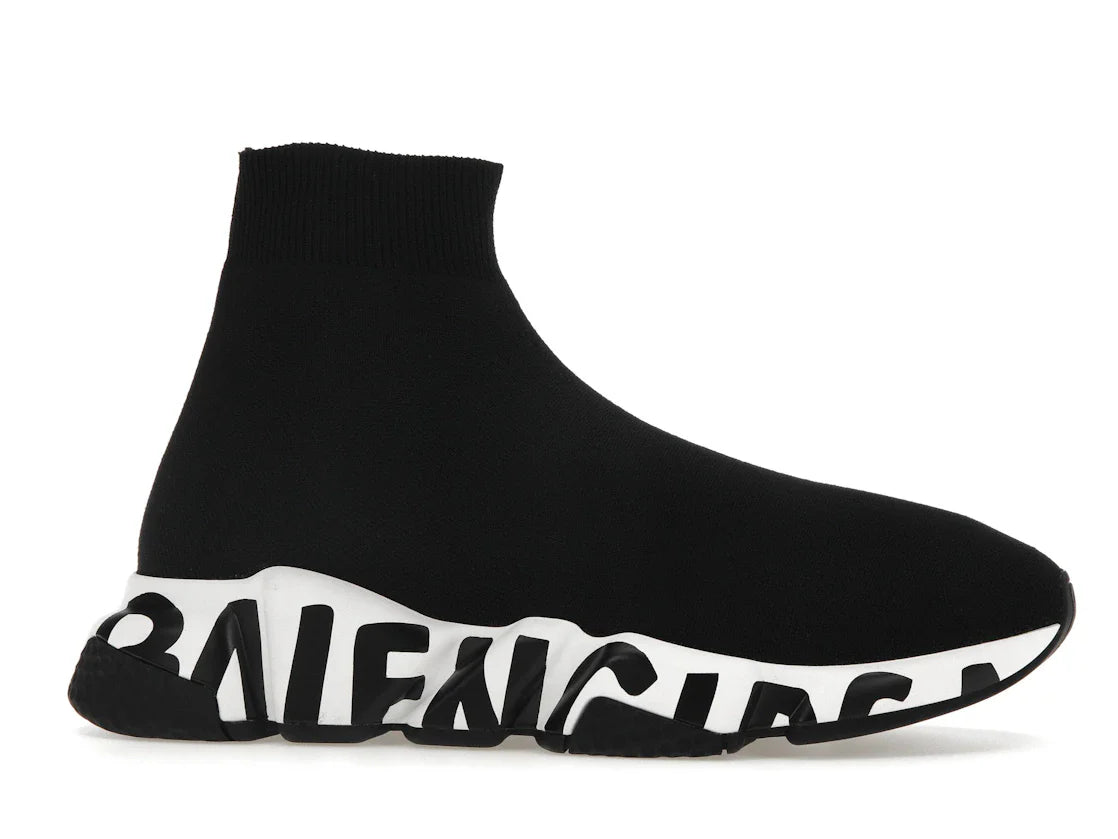 Balenciaga Speed Graffiti Sneaker Weiß Schwarzes Logo (Damen)