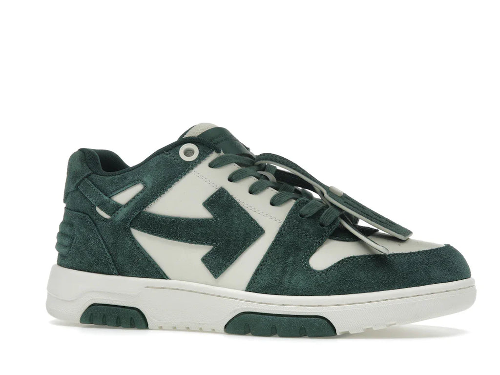 OFF-WHITE Out Of Office "OOO" Low Tops Jet Green Ecru Wildleder
