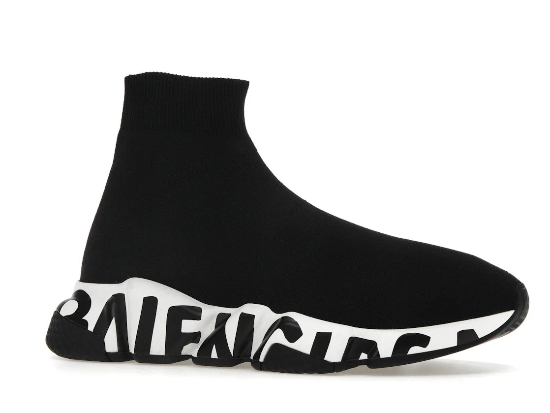 Balenciaga Speed Graffiti Sneaker Weiß Schwarzes Logo (Damen)