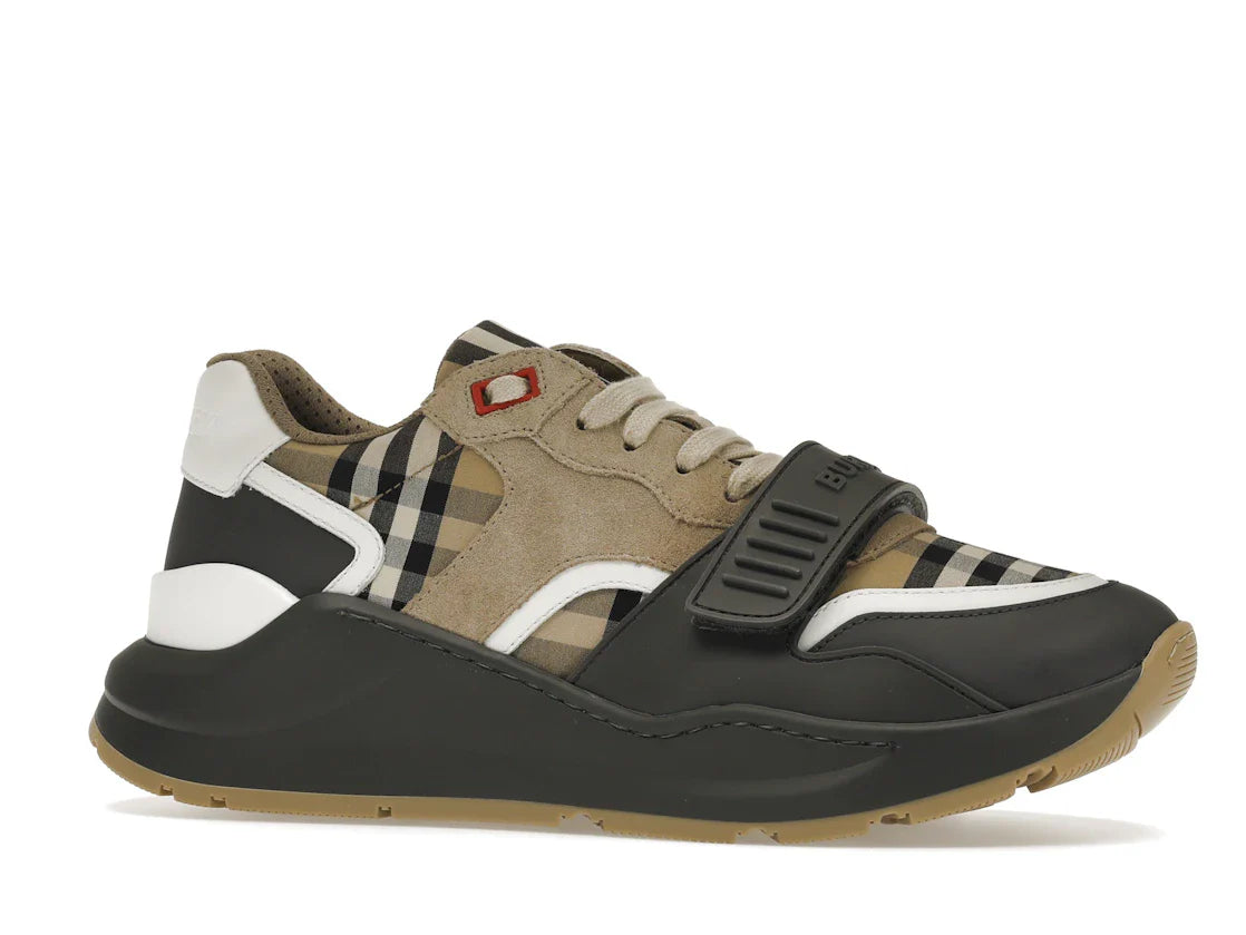 Burberry Ramsey Vintage Check Wildleder-Sneaker Grau Archiv Beige