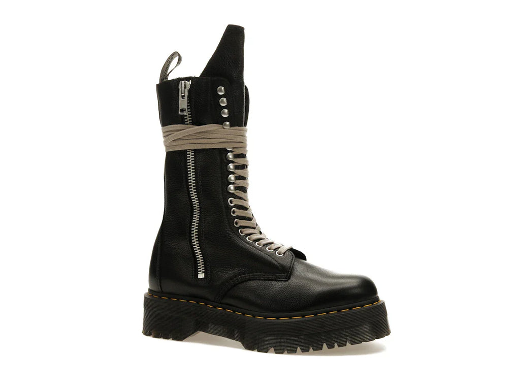 Dr. Martens 1918 Quad Ledersohle, wadenlanger Stiefel, Rick Owens, Schwarz
