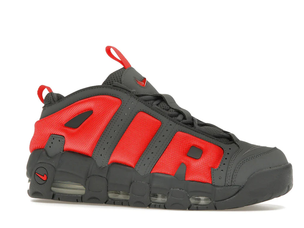 Nike Air More Uptempo Low Dunkelgrau Hellkarmesinrot