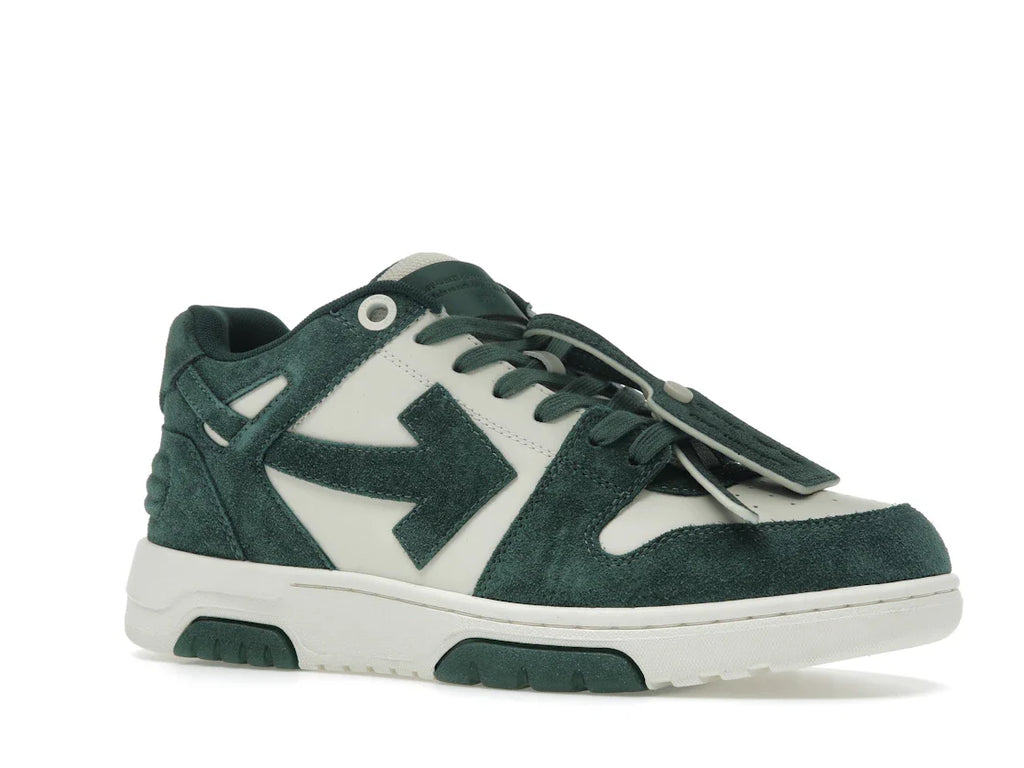 OFF-WHITE Out Of Office "OOO" Low Tops Jet Green Ecru Wildleder