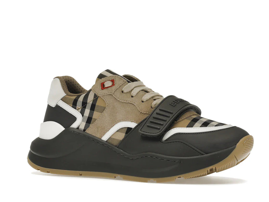 Burberry Ramsey Vintage Check Wildleder-Sneaker Grau Archiv Beige