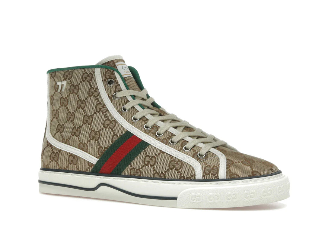 Gucci Tennis 1977 Canvas High Top Beige GG Print