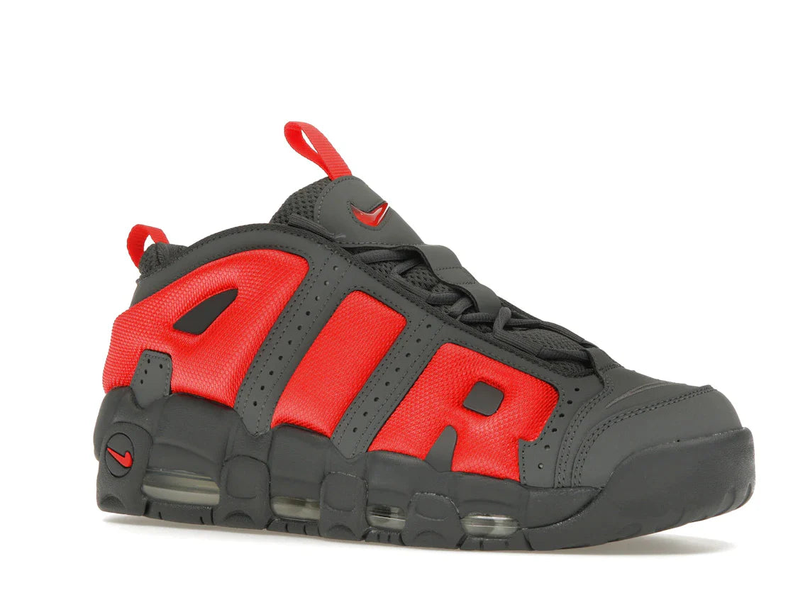 Nike Air More Uptempo Low Dunkelgrau Hellkarmesinrot