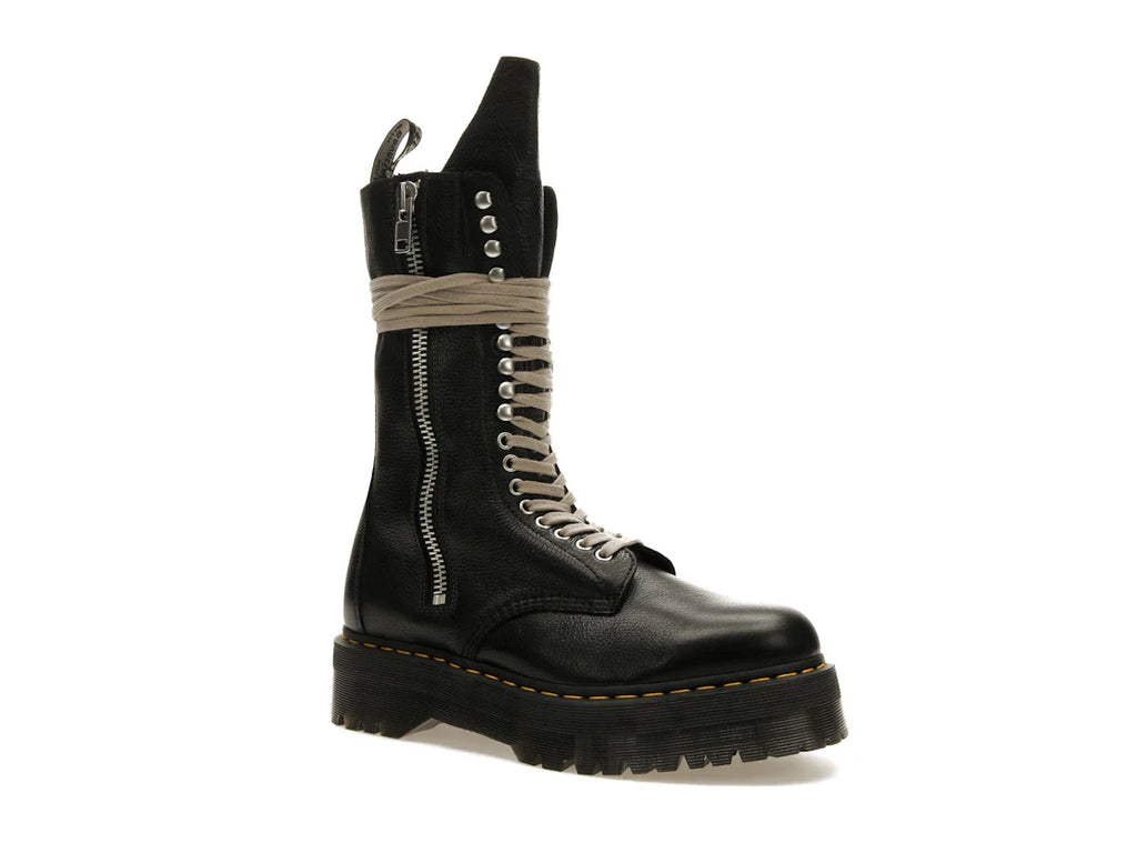 Dr. Martens 1918 Quad Ledersohle, wadenlanger Stiefel, Rick Owens, Schwarz