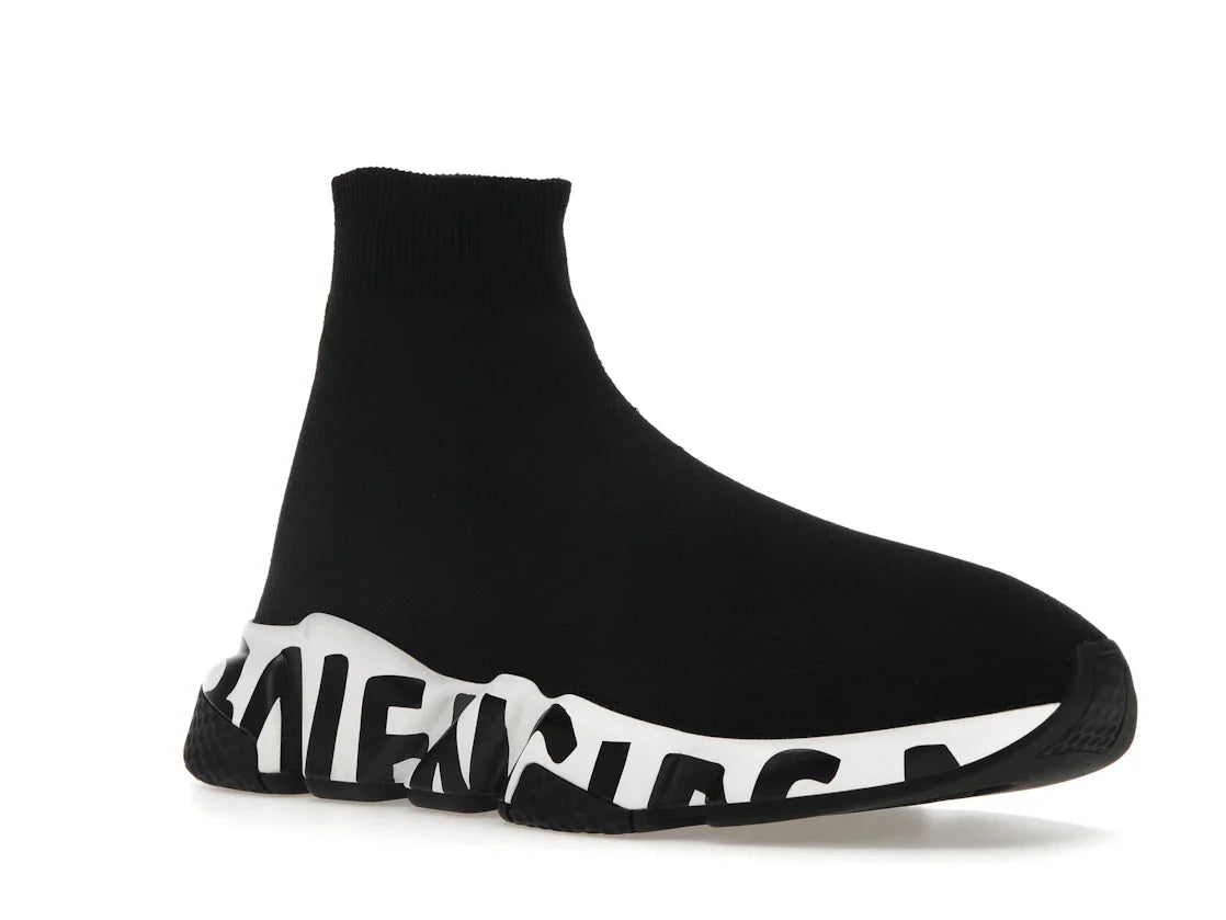 Balenciaga Speed Graffiti Sneaker Weiß Schwarzes Logo (Damen)