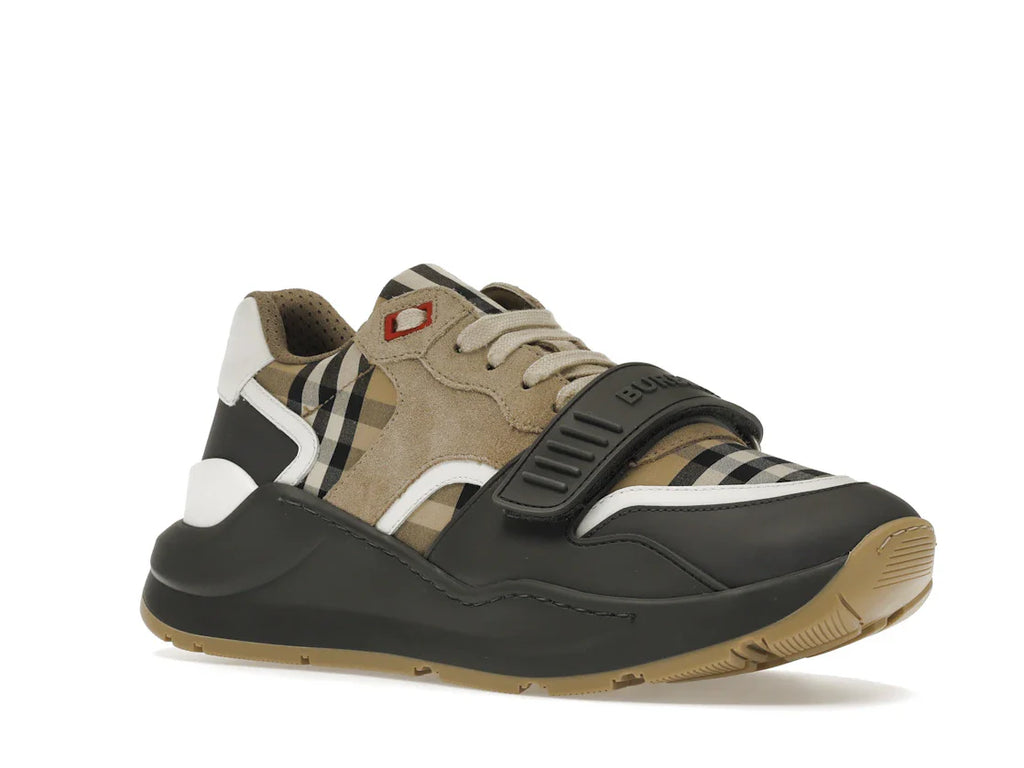 Burberry Ramsey Vintage Check Wildleder-Sneaker Grau Archiv Beige