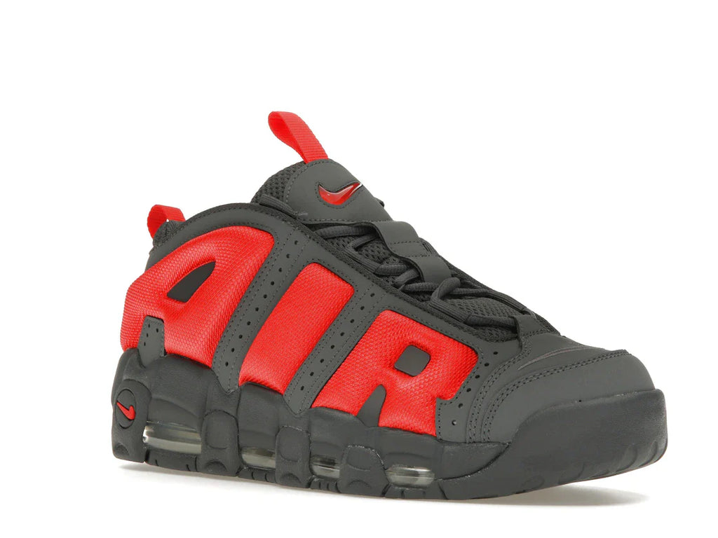 Nike Air More Uptempo Low Dunkelgrau Hellkarmesinrot