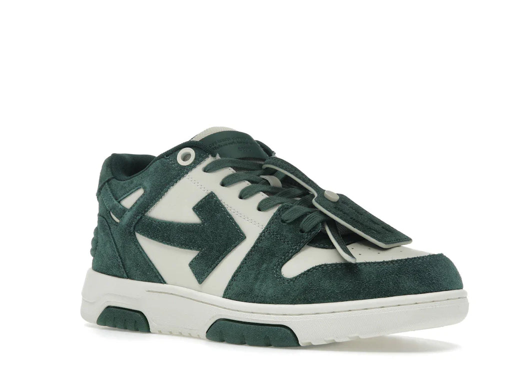 OFF-WHITE Out Of Office "OOO" Low Tops Jet Green Ecru Wildleder