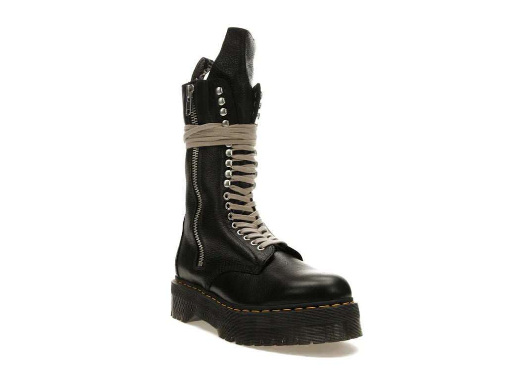 Dr. Martens 1918 Quad Ledersohle, wadenlanger Stiefel, Rick Owens, Schwarz