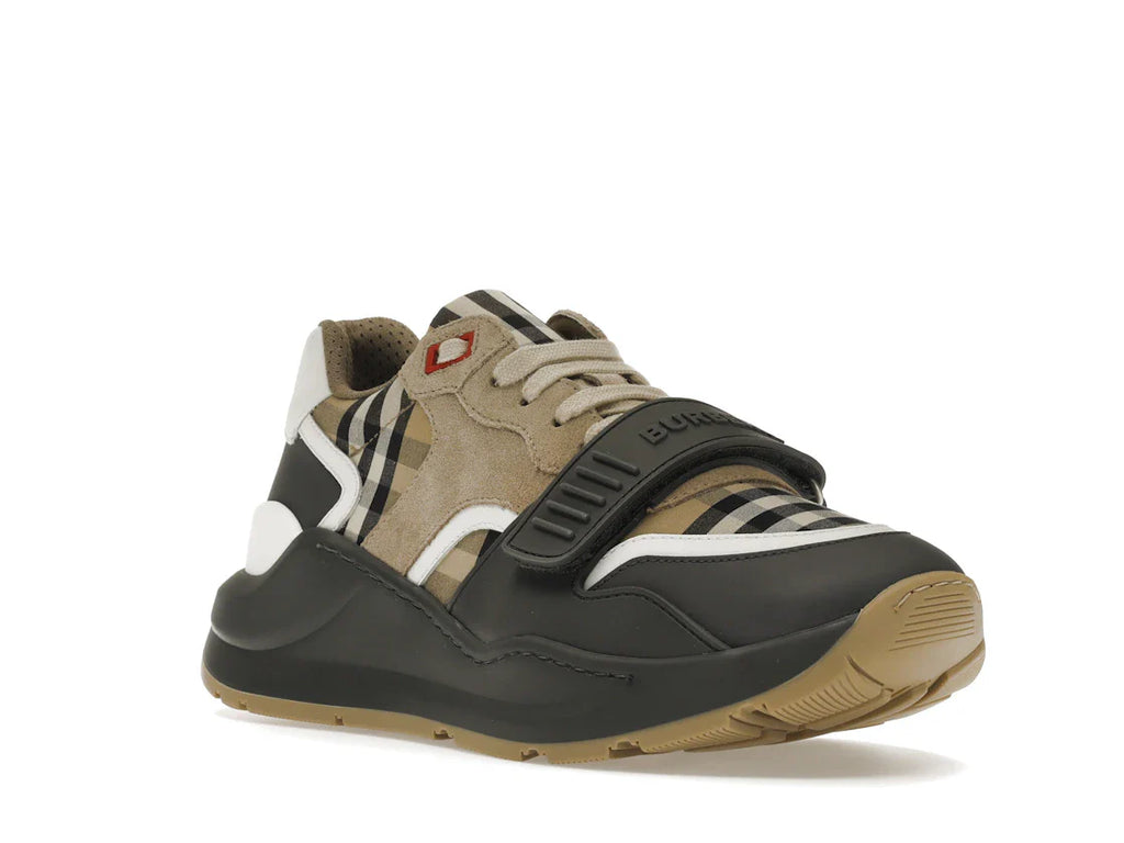 Burberry Ramsey Vintage Check Wildleder-Sneaker Grau Archiv Beige