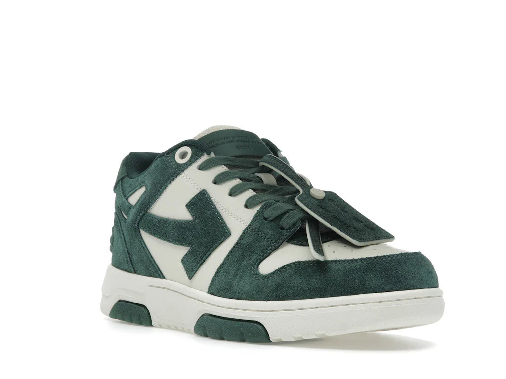 OFF-WHITE Out Of Office "OOO" Low Tops Jet Green Ecru Wildleder