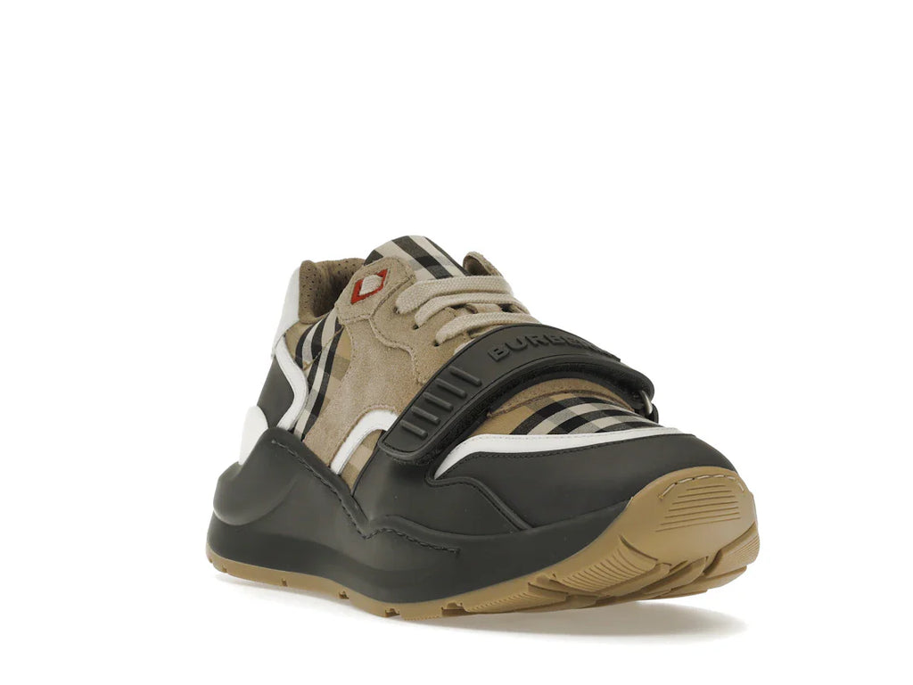 Burberry Ramsey Vintage Check Wildleder-Sneaker Grau Archiv Beige