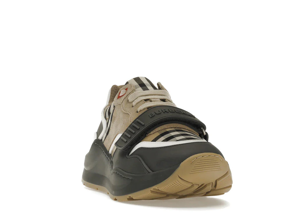 Burberry Ramsey Vintage Check Wildleder-Sneaker Grau Archiv Beige