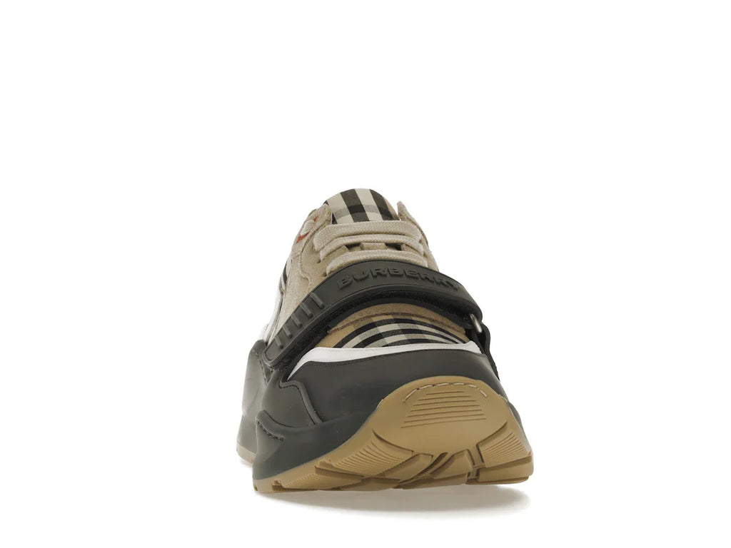 Burberry Ramsey Vintage Check Wildleder-Sneaker Grau Archiv Beige