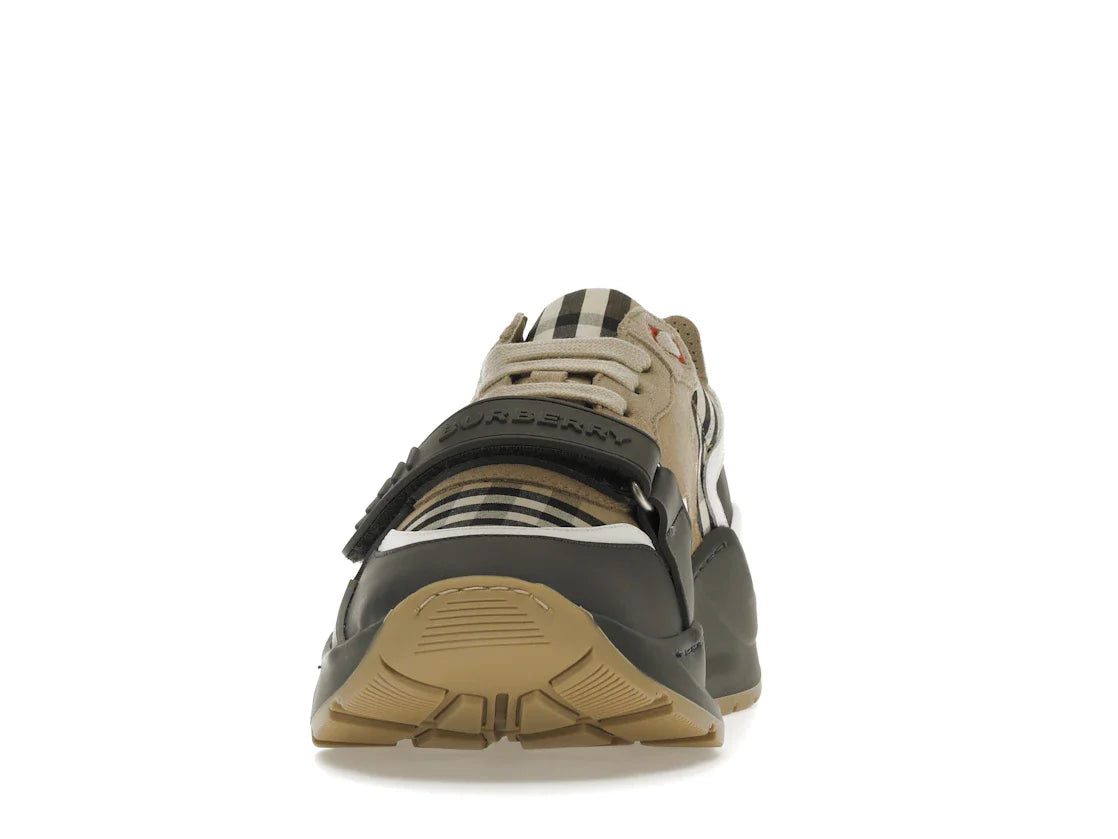 Burberry Ramsey Vintage Check Wildleder-Sneaker Grau Archiv Beige