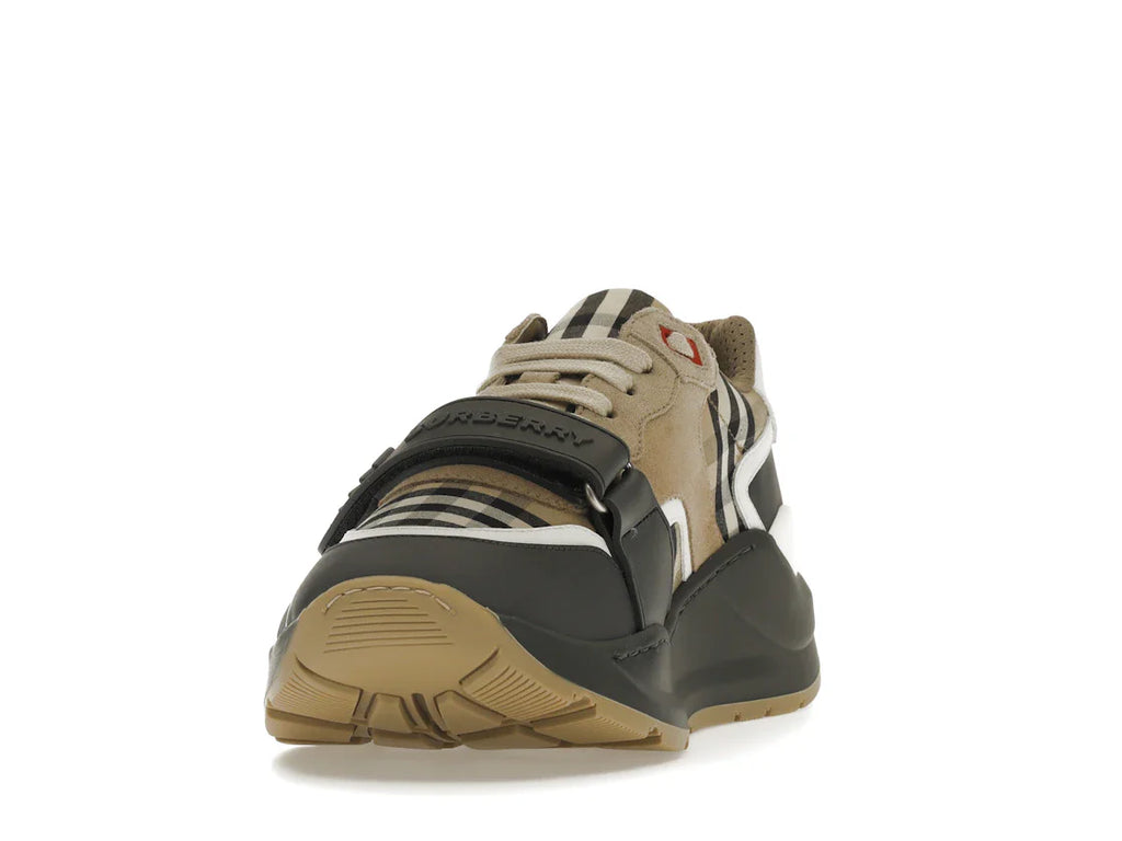 Burberry Ramsey Vintage Check Wildleder-Sneaker Grau Archiv Beige