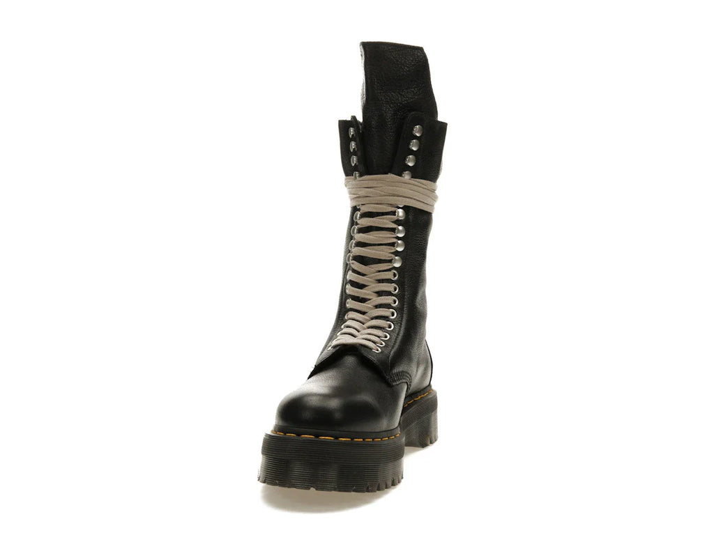 Dr. Martens 1918 Quad Ledersohle, wadenlanger Stiefel, Rick Owens, Schwarz