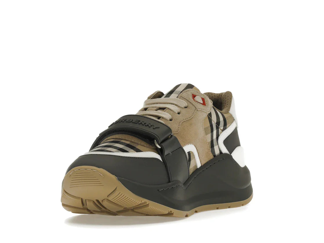 Burberry Ramsey Vintage Check Wildleder-Sneaker Grau Archiv Beige