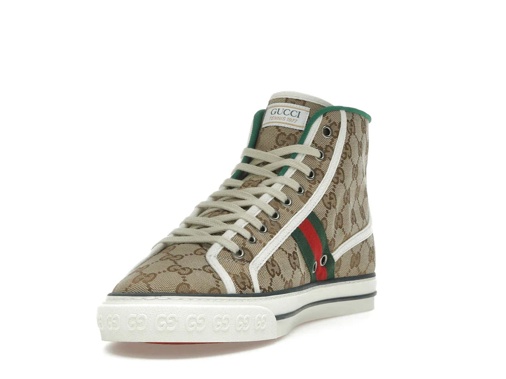 Gucci Tennis 1977 Canvas High Top Beige GG Print