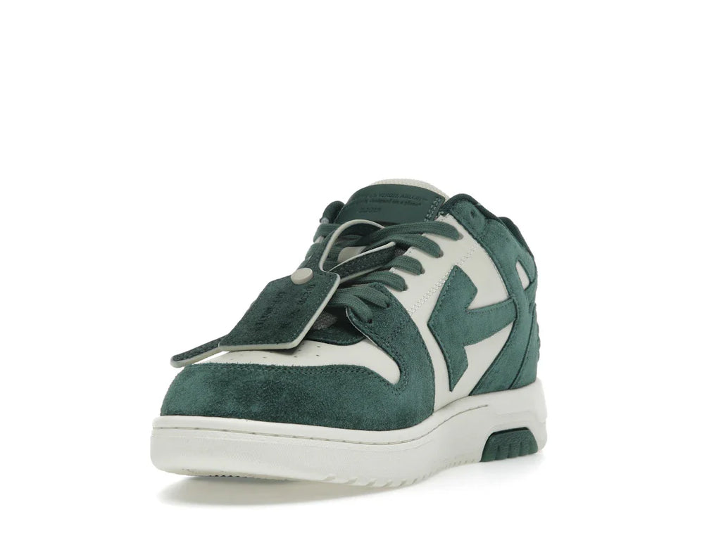 OFF-WHITE Out Of Office "OOO" Low Tops Jet Green Ecru Wildleder