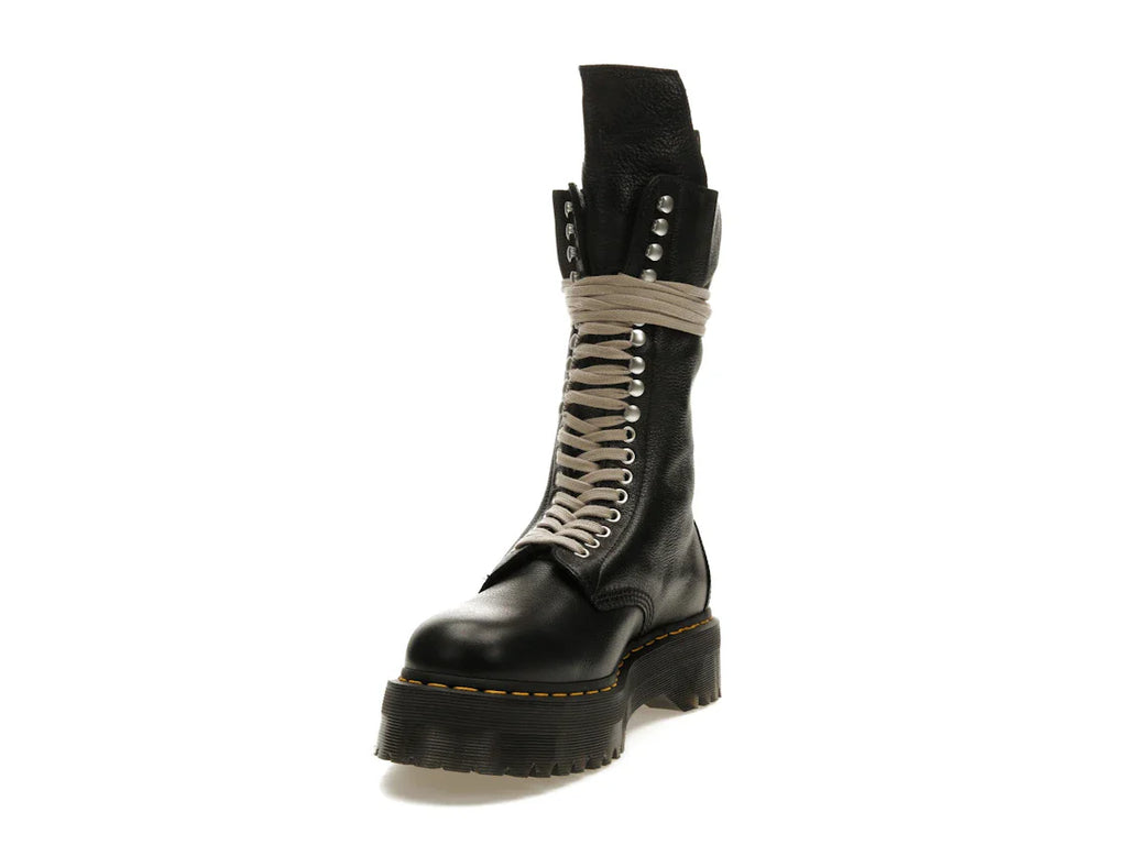 Dr. Martens 1918 Quad Ledersohle, wadenlanger Stiefel, Rick Owens, Schwarz