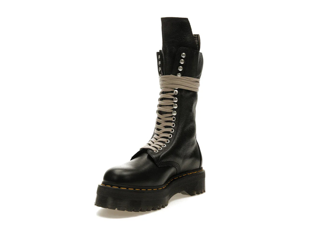 Dr. Martens 1918 Quad Ledersohle, wadenlanger Stiefel, Rick Owens, Schwarz