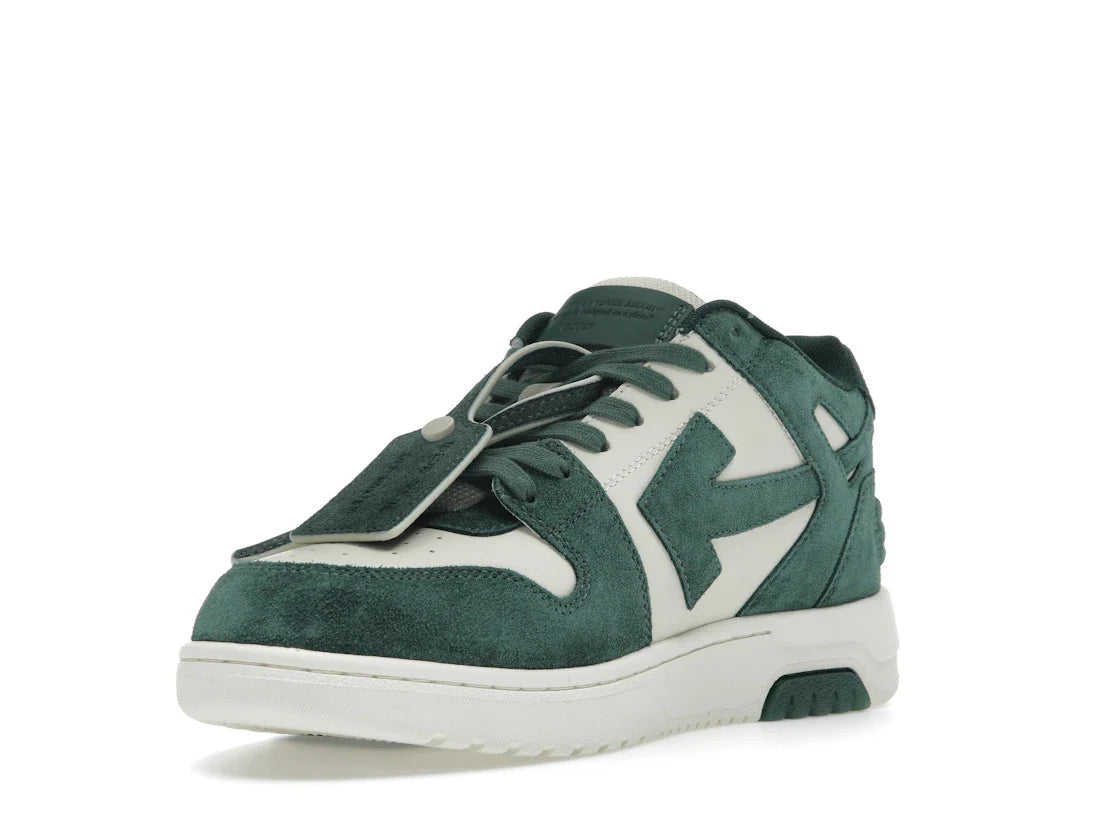 OFF-WHITE Out Of Office "OOO" Low Tops Jet Green Ecru Wildleder
