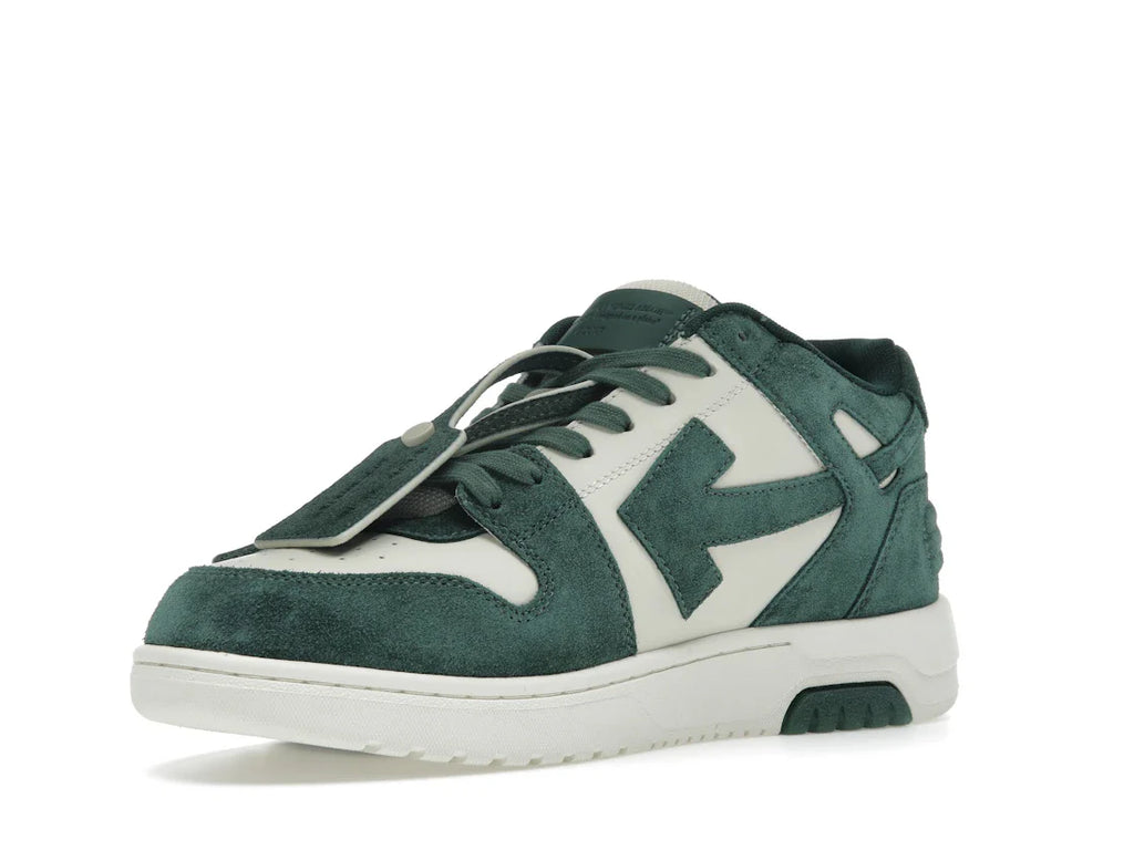 OFF-WHITE Out Of Office "OOO" Low Tops Jet Green Ecru Wildleder