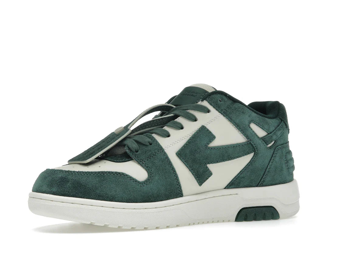 OFF-WHITE Out Of Office "OOO" Low Tops Jet Green Ecru Wildleder