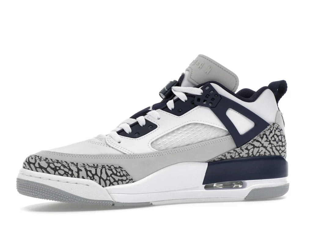 Jordan Spizike Low Weiß Neutralgrau Anthrazit Mitternachtsblau
