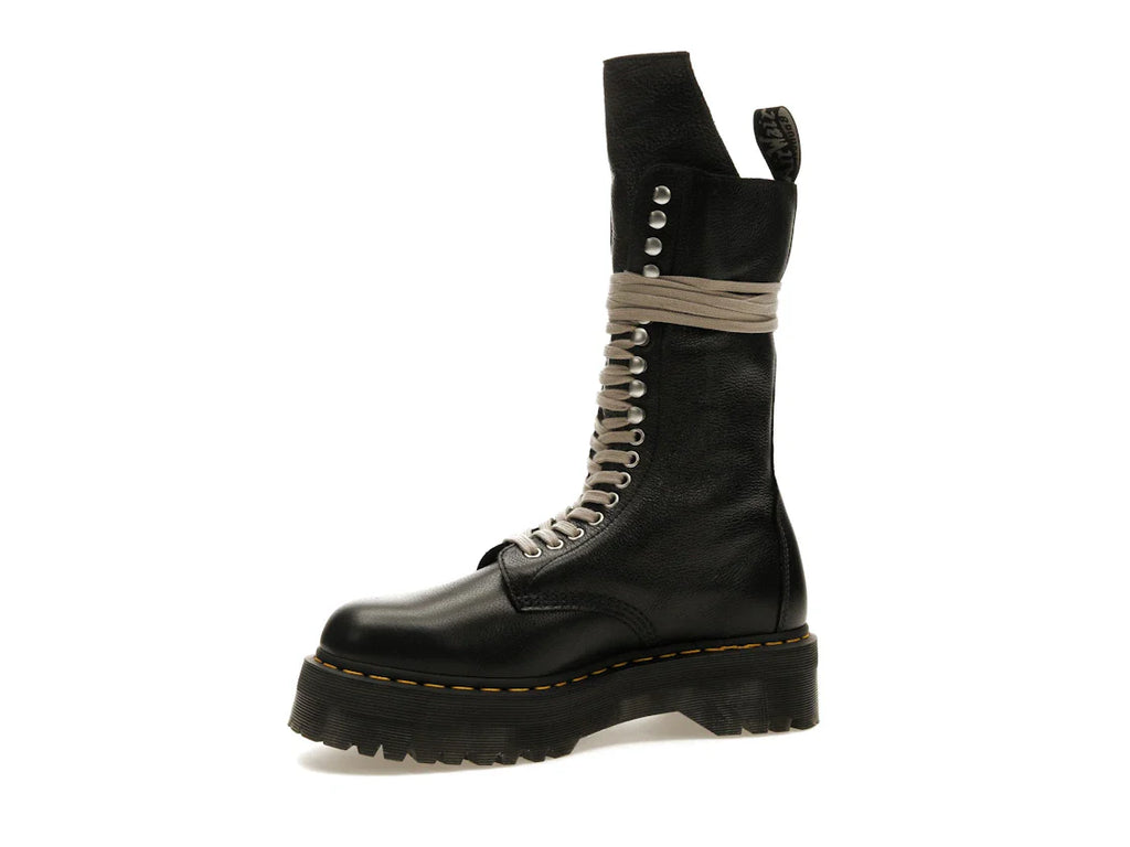Dr. Martens 1918 Quad Ledersohle, wadenlanger Stiefel, Rick Owens, Schwarz