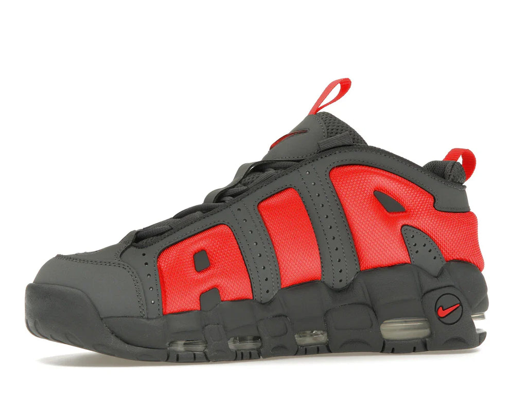 Nike Air More Uptempo Low Dunkelgrau Hellkarmesinrot
