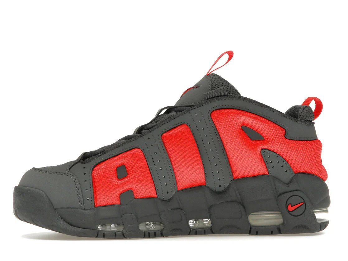 Nike Air More Uptempo Low Dunkelgrau Hellkarmesinrot